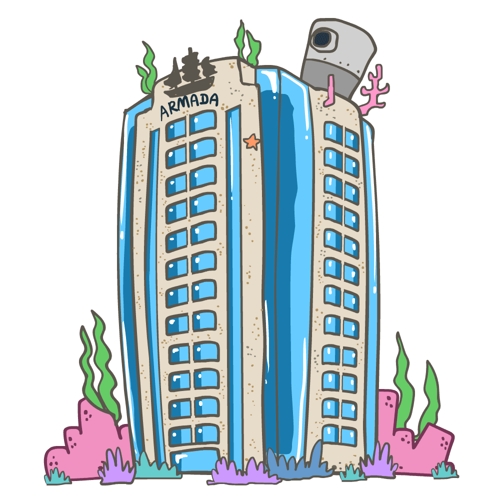 The cartoonized and simplified version of armada hotel.